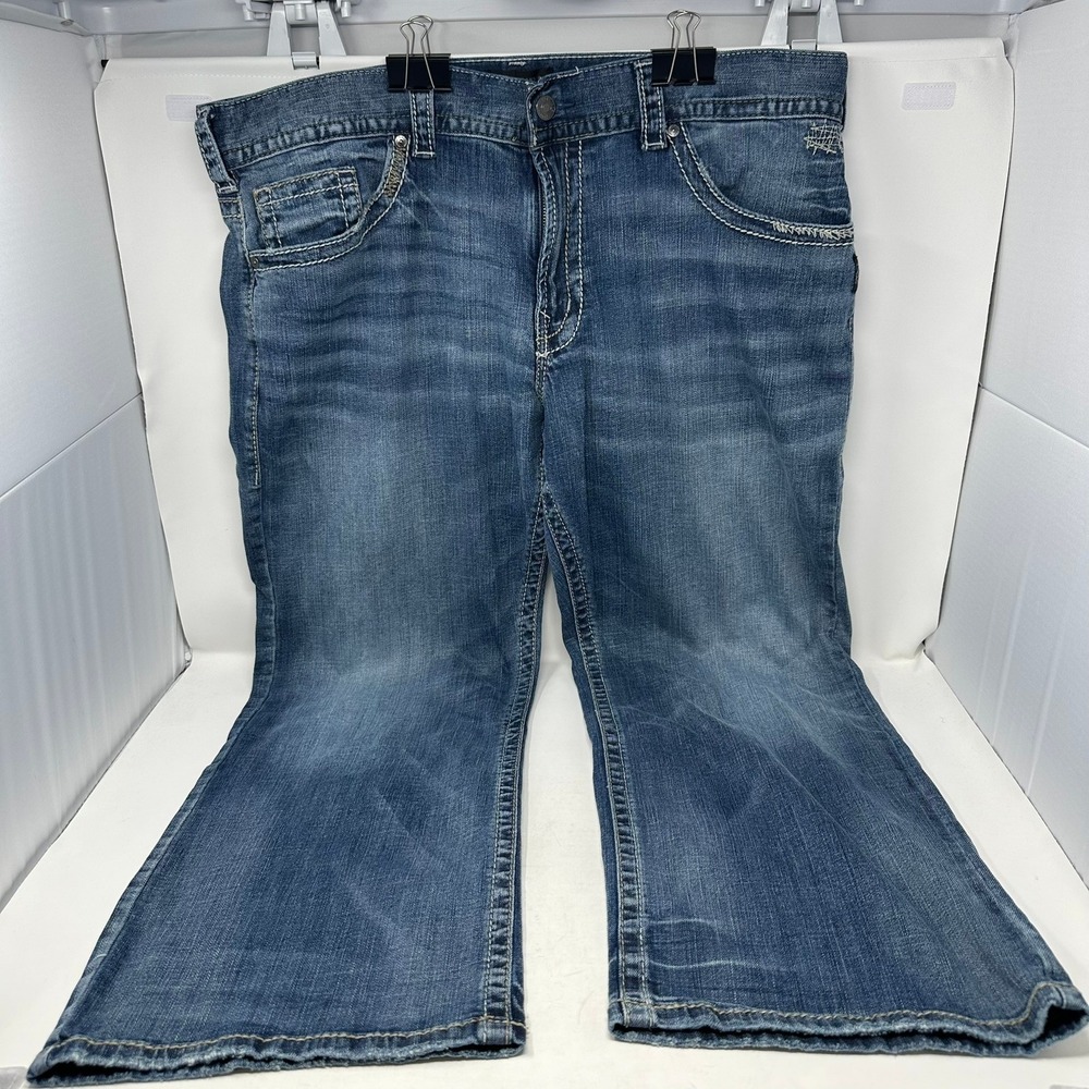 Silver Jeans Co Men 40x30 Blue Zac Relaxed Straight Thick Stitch M42408LD191